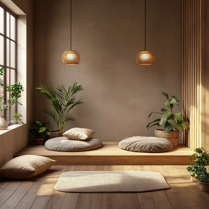 Куточок для медитації з зручними подушками